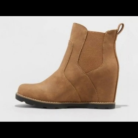 Universal Thread Cassie Wedge boot pull on Tan - Picture 2 of 3